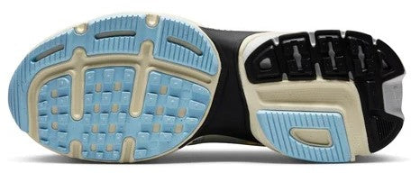 Women's Nike V2K Run sneakers outsole, blue traction tread and beige midsole