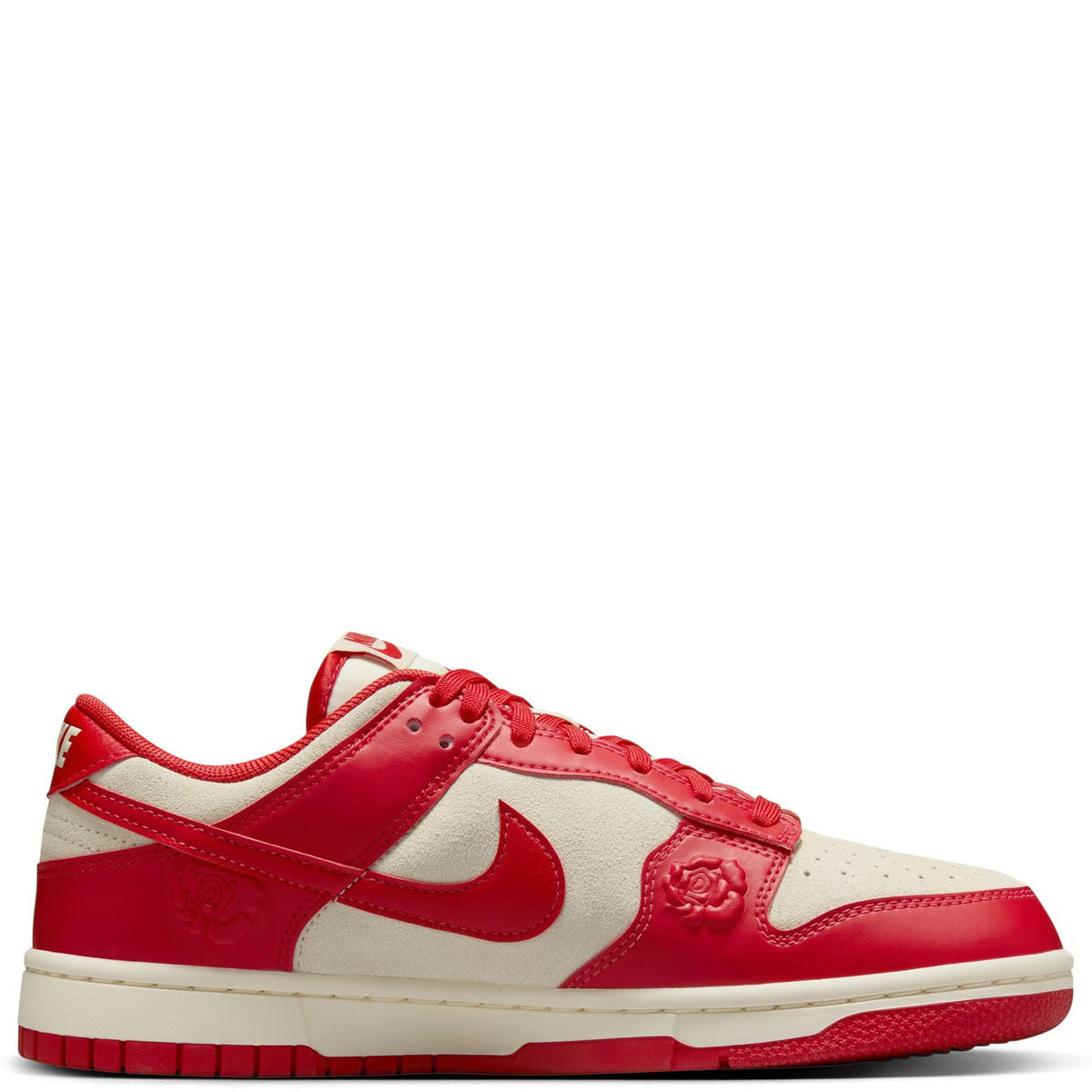 Nike Dunk Low low-top sneakers, red overlays with cream panels and red swoosh