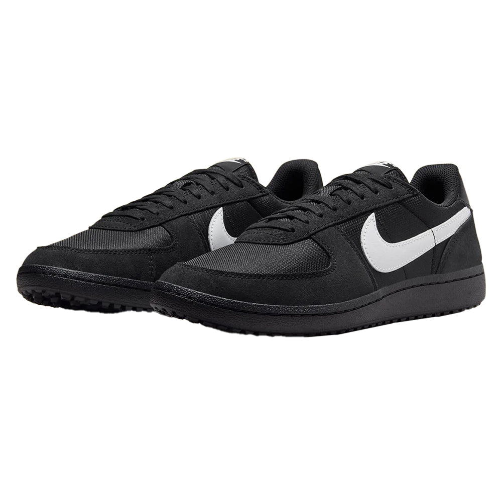 Nike Field General sneakers pair shown from front, black with white swoosh accents