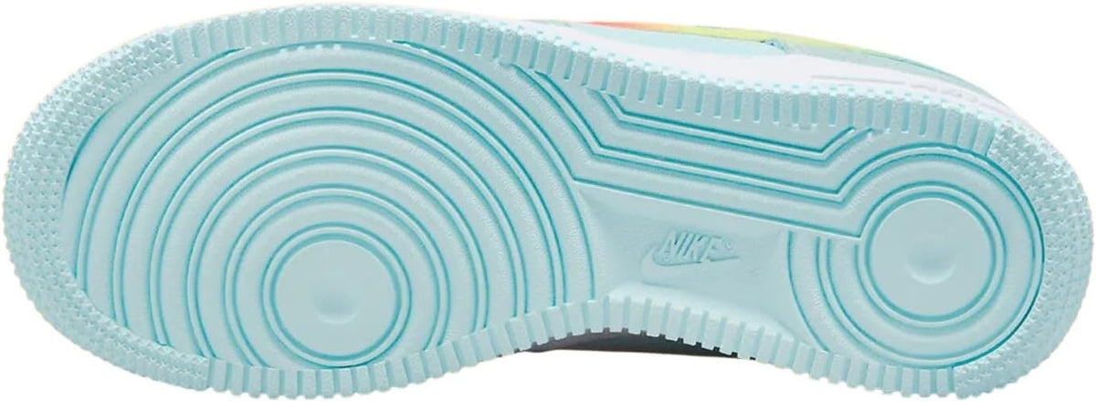 Kids' Nike Air Force 1 outsole, light blue rubber with circular traction and NIKE mark