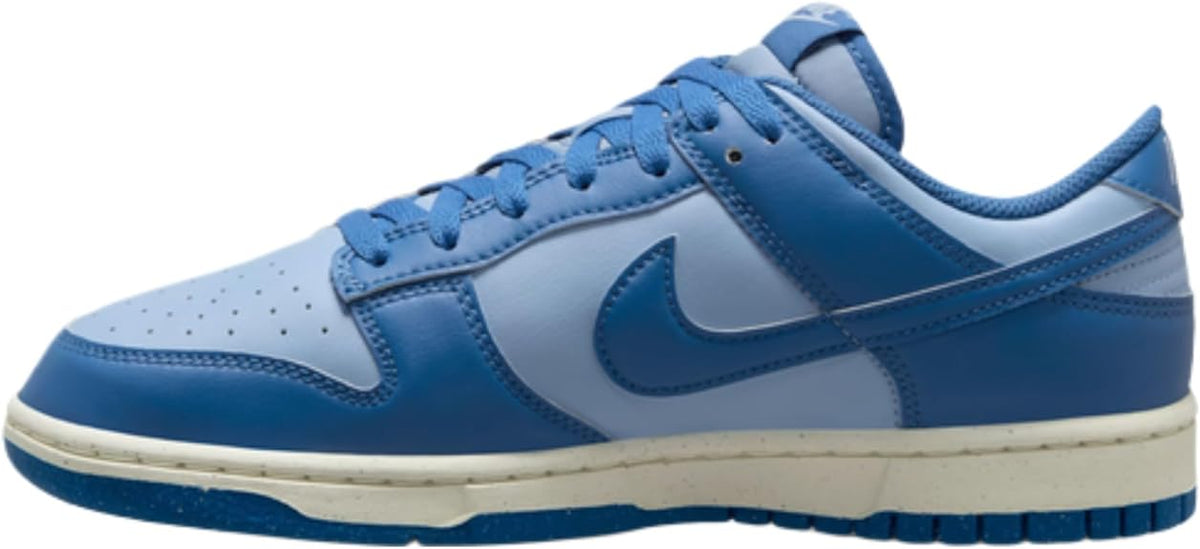 Men's Nike Dunk Low retro sneakers, blue-and-light-blue with stitched panels