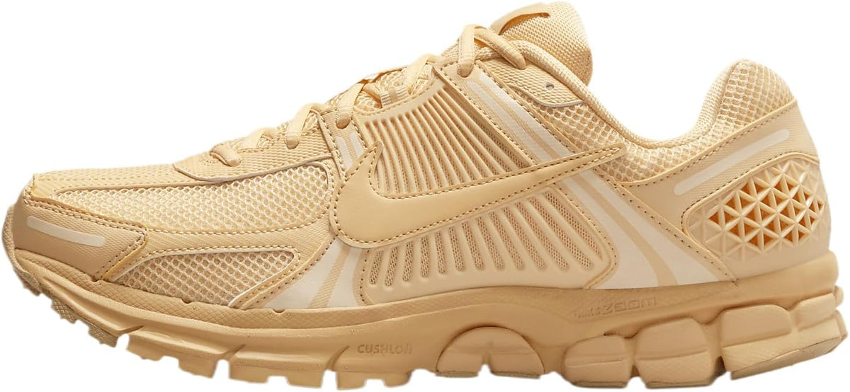 Men's Nike Zoom Vomero 5 running shoes, light gold mesh lace-up
