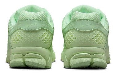 Men's Nike Vapor green running shoes, heel view with thick cushioning and pull tab.