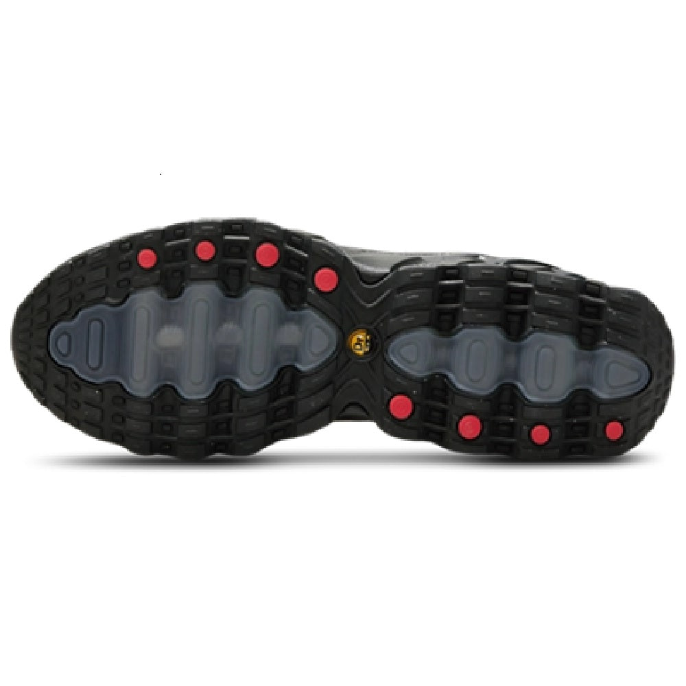 Nike Air Max DN8 outsole with tread pattern and blue inserts under the heel