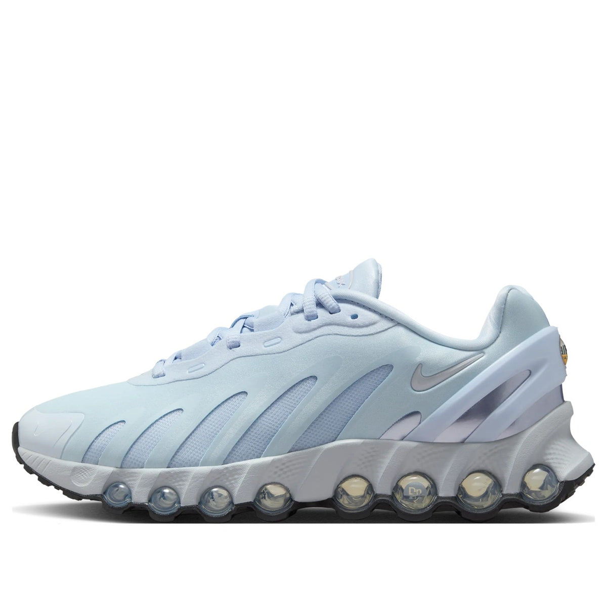 Light blue Nike Air Max DN8 sneaker with lace-up front and Air cushioning