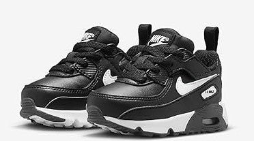 Toddler Nike Air Max 90 Easyon black and white sneakers, two-quarter angle pair