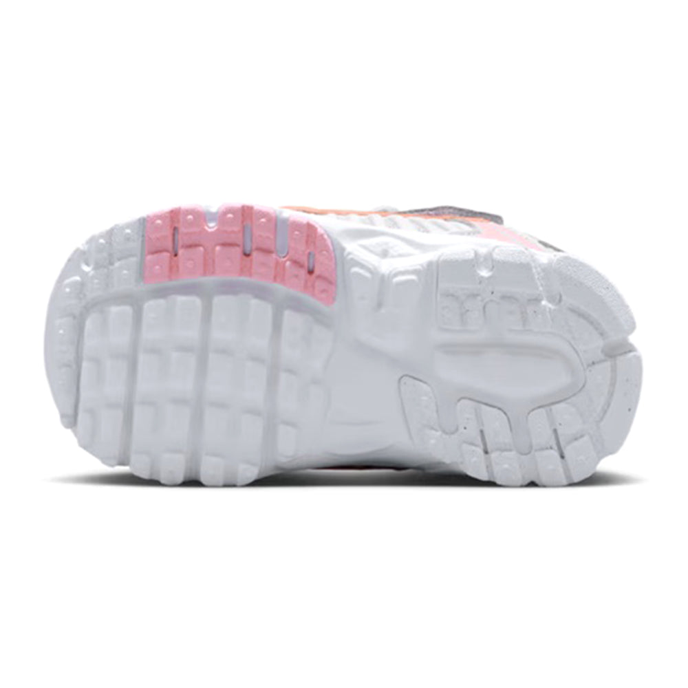 Toddler's Nike Vomero 5 grey sneakers with white tread outsole