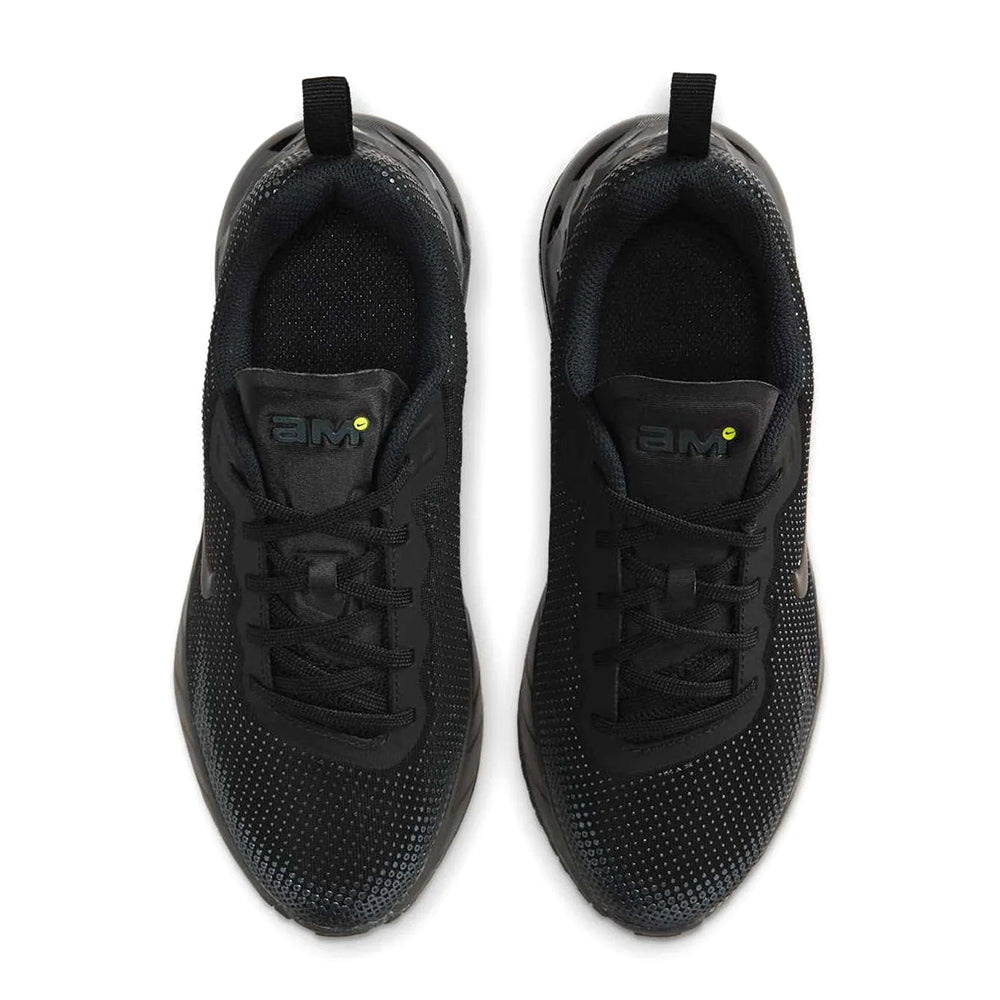 Kids' Nike Air Max lace-up sneakers, black textured mesh upper and padded tongue