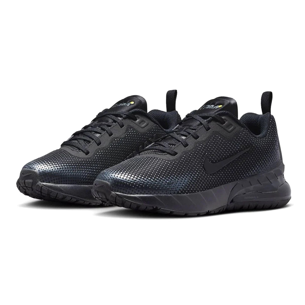 Kids' Nike Air Max Phoenix black lace-up sneakers with swoosh and cushioned sole