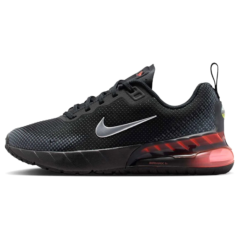 Big kid's Nike Air Max Phoenix sneakers, black mesh with silver swoosh and red air sole