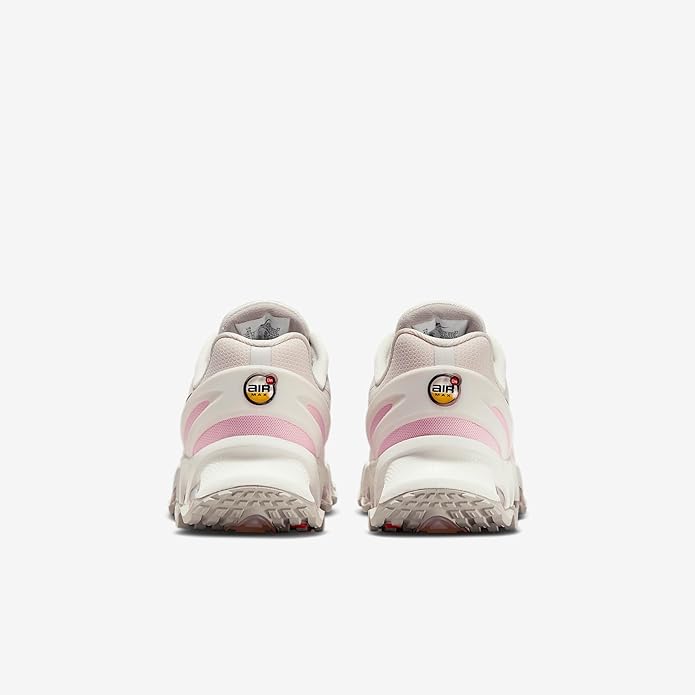Kids' Air Max DN8 sneaker pair, rear view, light pink/white with Air logo