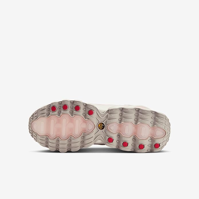Kids' Air Max DN8 sneaker outsole view, tread with red accents