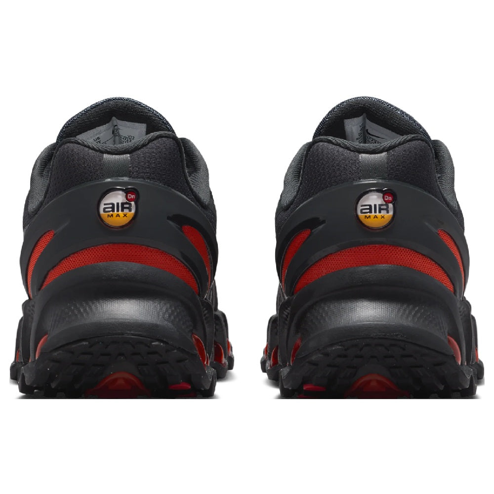 Kids' Nike Air Max DN8 heel sneakers, dark gray with red bands and Air Max badge