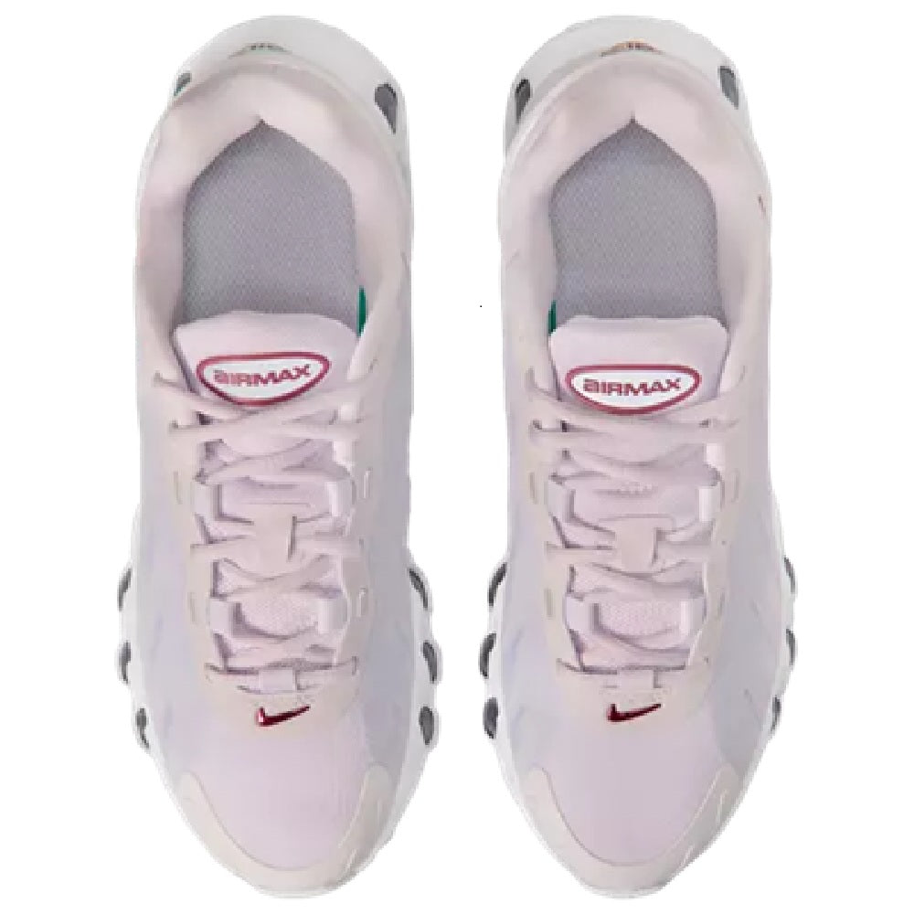 Kids Nike Air Max DN8 sneakers front view, light violet uppers with lace eyelets