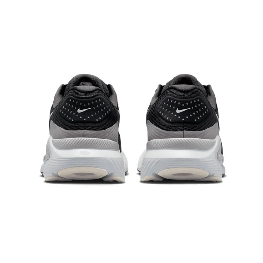 Men's Nike Structure 26 running shoes, heel view, black uppers with light gray outsole