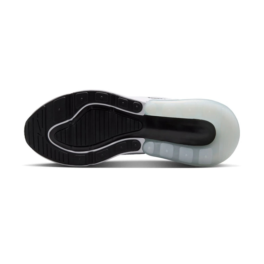 Women's Nike Air Max 270 sneakers, black rubber outsole with clear midsole window