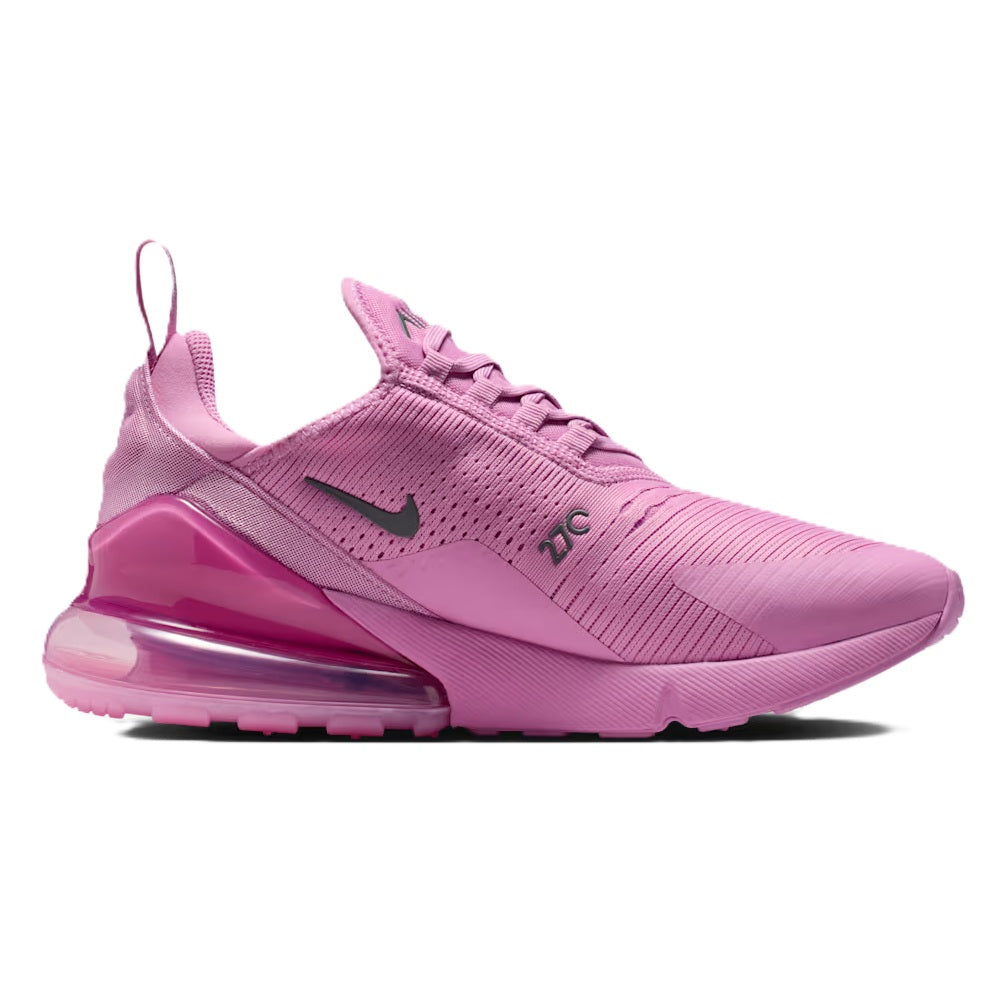 Women's Nike Air Max 270 LT sneaker in magenta, lace-up with visible Air cushioning