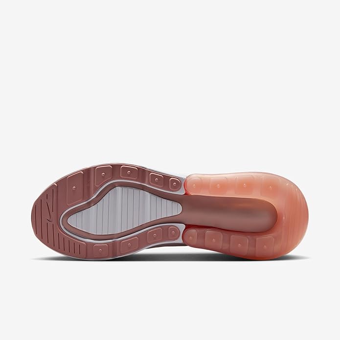 Nike Air Max 270 sneaker outsole, pink rubber tread with cushioning pods