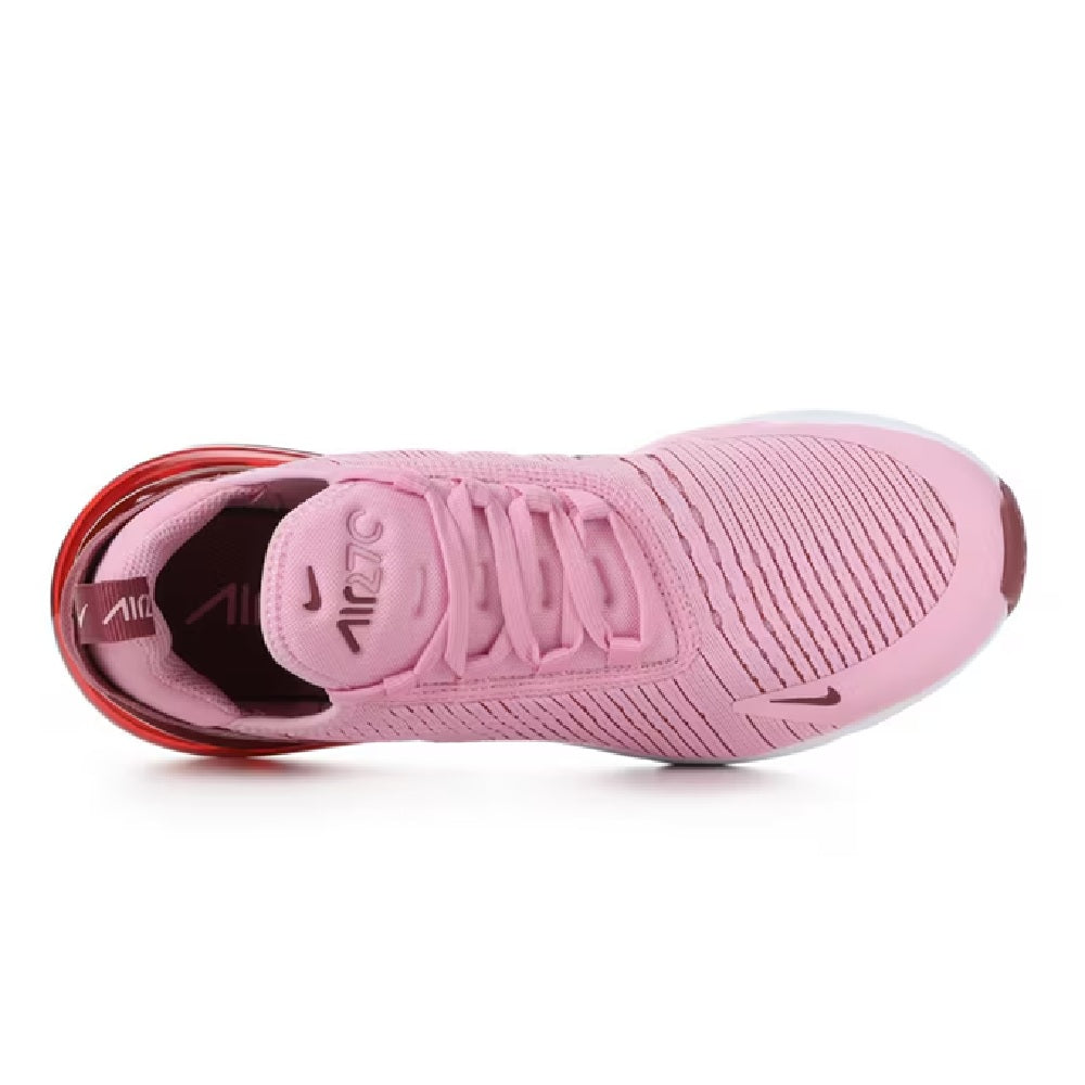 Nike Air Max 270 women's running shoe, pink laces and textured knit toe