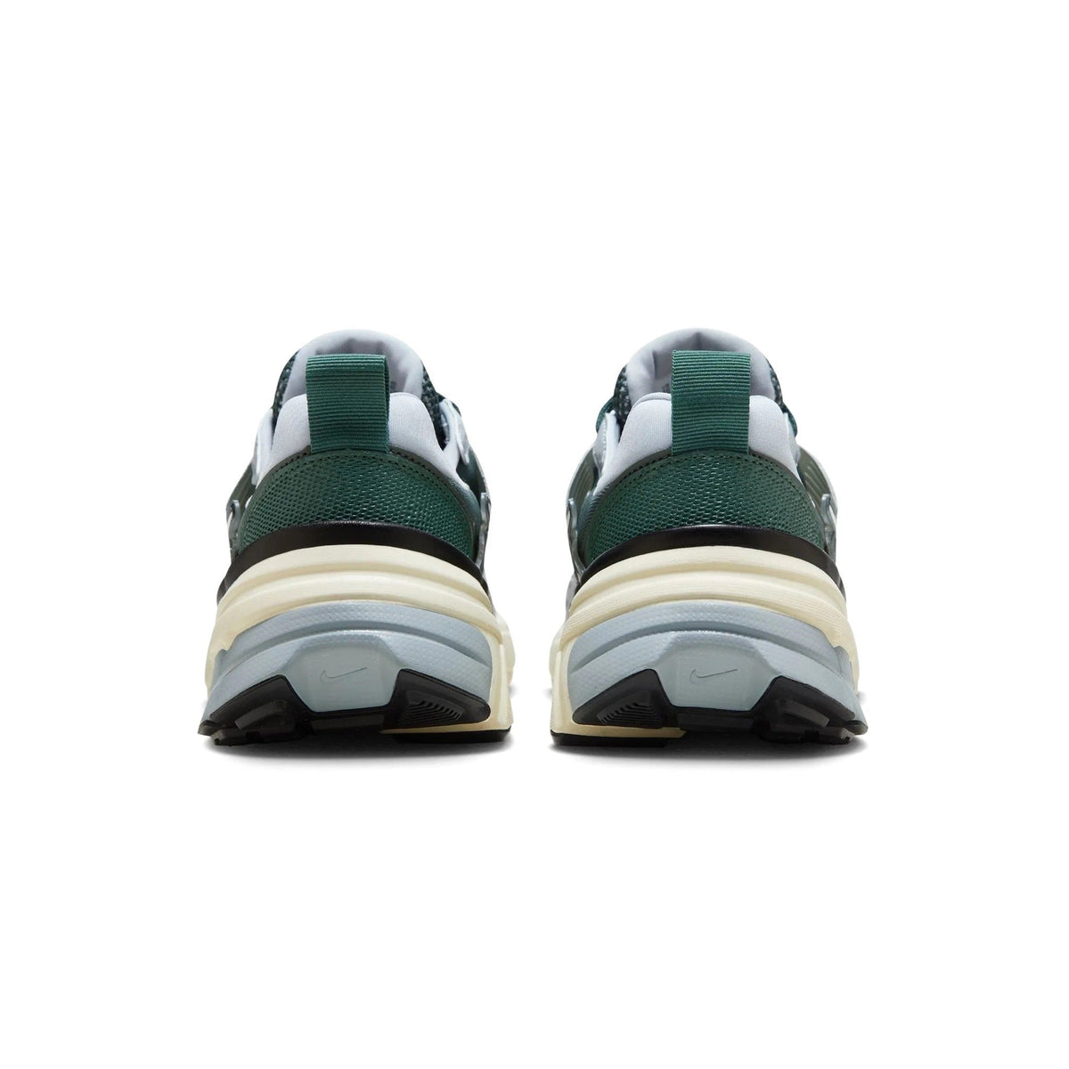 Nike V2K Run sneakers with vintage green heel tabs and cream midsole