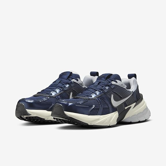 Men's Nike V2K Run sneakers, mesh navy upper with lace-up front and sculpted sole