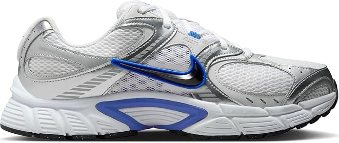 Nike V5 RNR running shoes, white mesh upper with blue swoosh and Vast Grey overlays