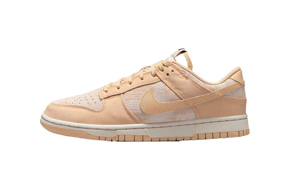 Women's Nike Dunk Low sneakers in light brown and beige, lace-up, low-top