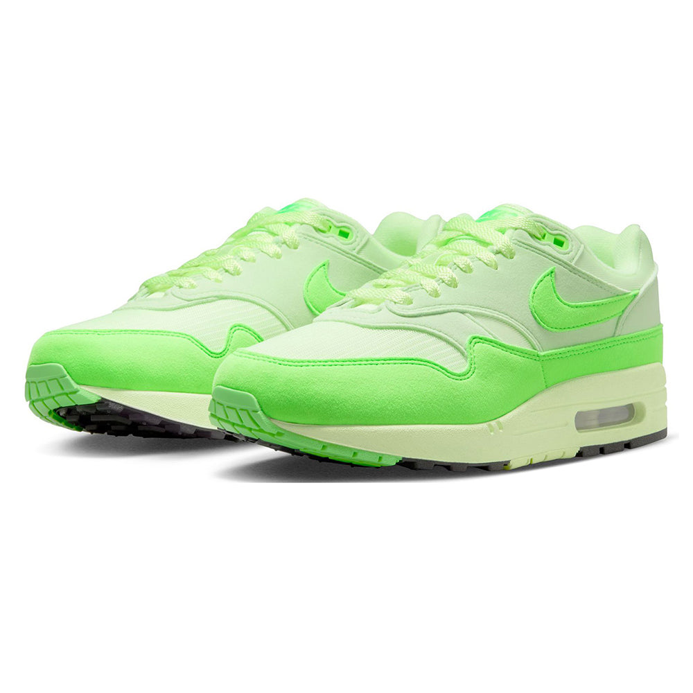 Nike Air Max 1 '87 sneakers in bright lime green with lace-up and Air window