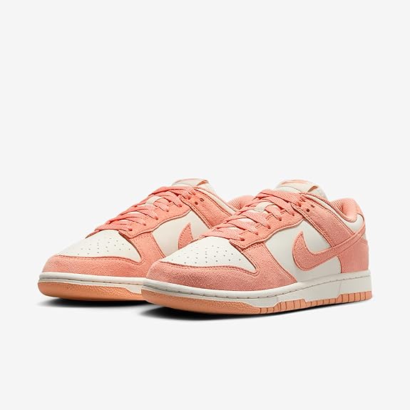 Women's Nike Dunk Low sneakers, lace-up peach upper with white toe box