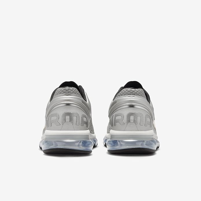 Nike Air Max 2013 men's metallic silver sneakers, black heel tab and Air sole