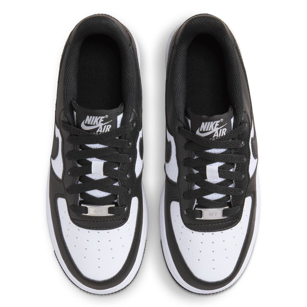 Kids' Air Force 1 sneakers, black and white, lace-up vamp with Nike Air branding