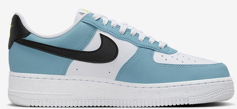 Nike Air Force 1 low sneakers in light blue and white with black swoosh