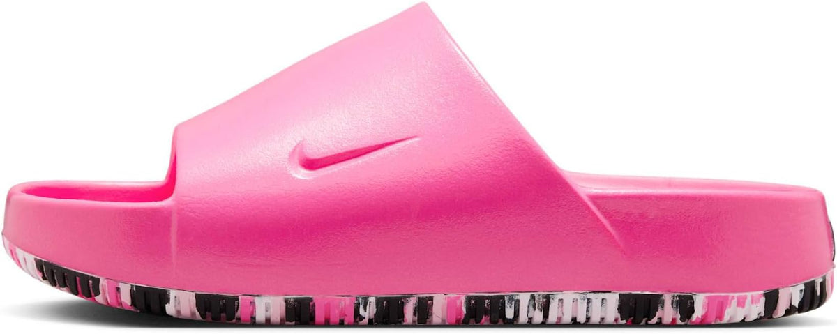 Women's pink slide sandals with Nike swoosh and cushioned footbed