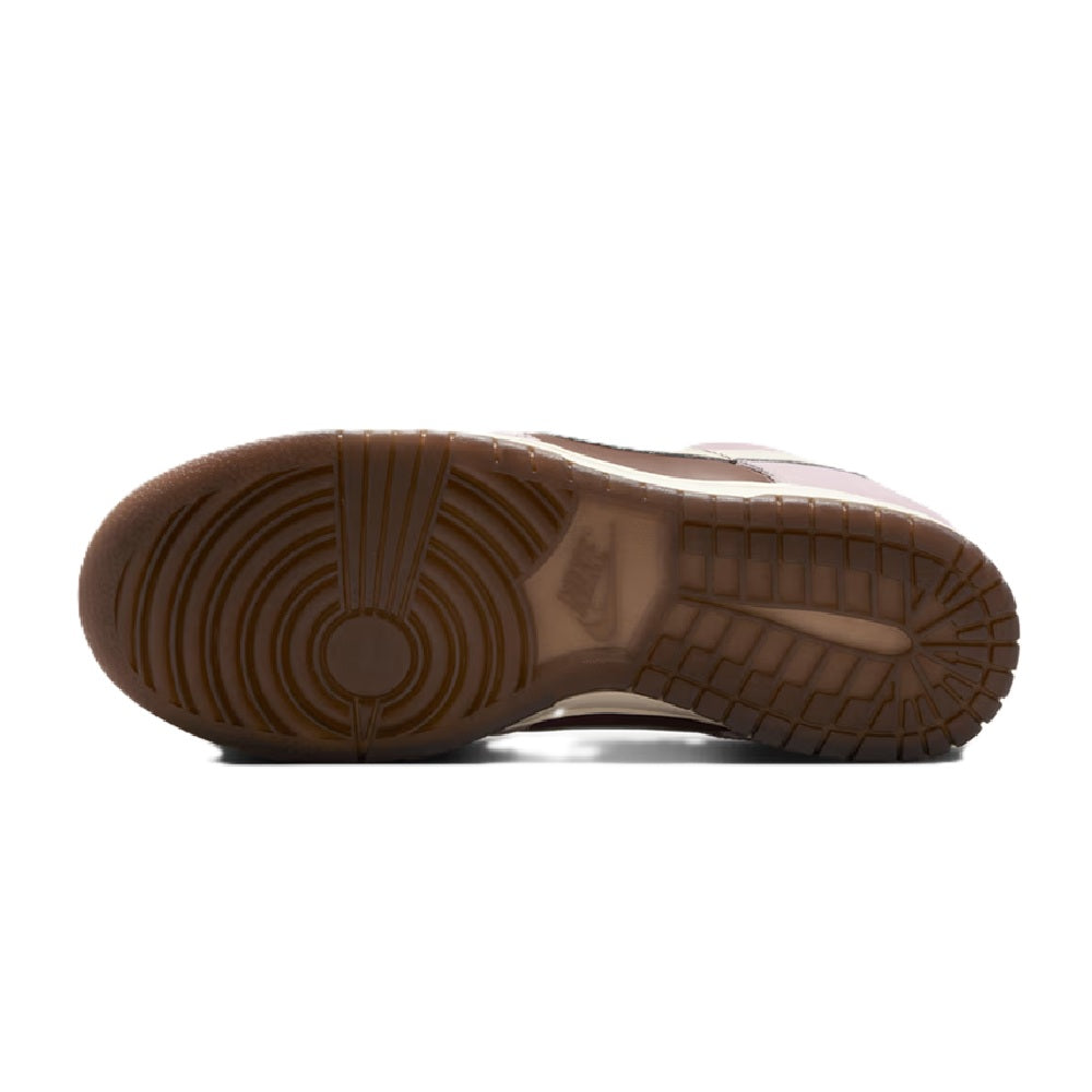 Nike Dunk Low outsole view, brown rubber tread with white midsole edge