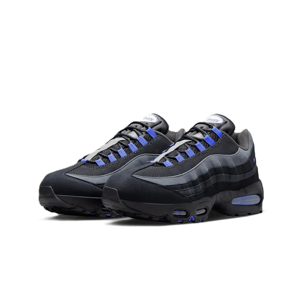 Nike Air Max 95 Big Bubble men's sneakers, front/side view with blue laces and Air cushioning