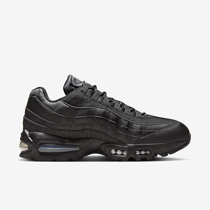 Nike Air Max 95 low-top sneakers, black upper with blue air unit in sole