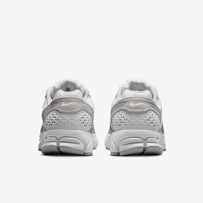 Nike Zoom Vomero 5 running shoes, heel view, light gray and white cushioning