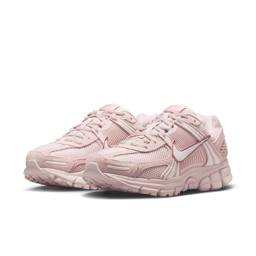 Women's Nike Zoom Vomero 5 running shoes, light pink lace-up with textured stripe detailing
