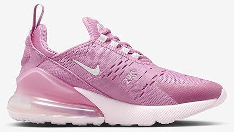 Pink Nike Air Max 270 kids sneaker with side Swoosh and visible Max Air unit