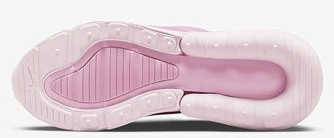 Pink Nike Air Max 270 kids shoe outsole with tread and Air unit window