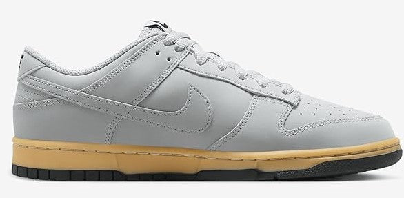 Men's Nike Dunk Low SE sneakers, light gray leather and gum-yellow sole