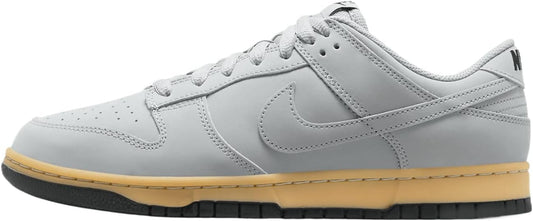 Men's Nike Dunk Low SE sneakers, light gray leather with gum-yellow outsole