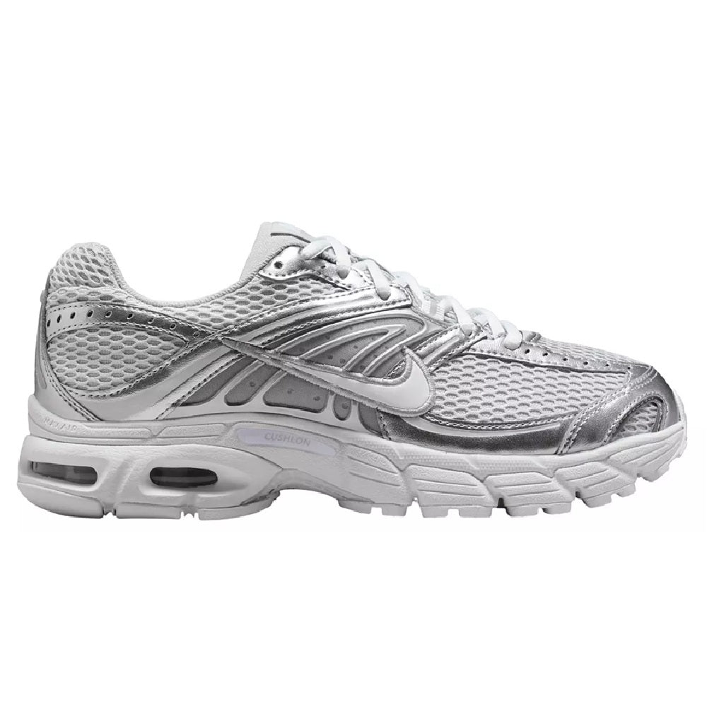 Nike Air Max Moto 2K sneakers, light gray mesh upper, lace-up, chunky rubber sole