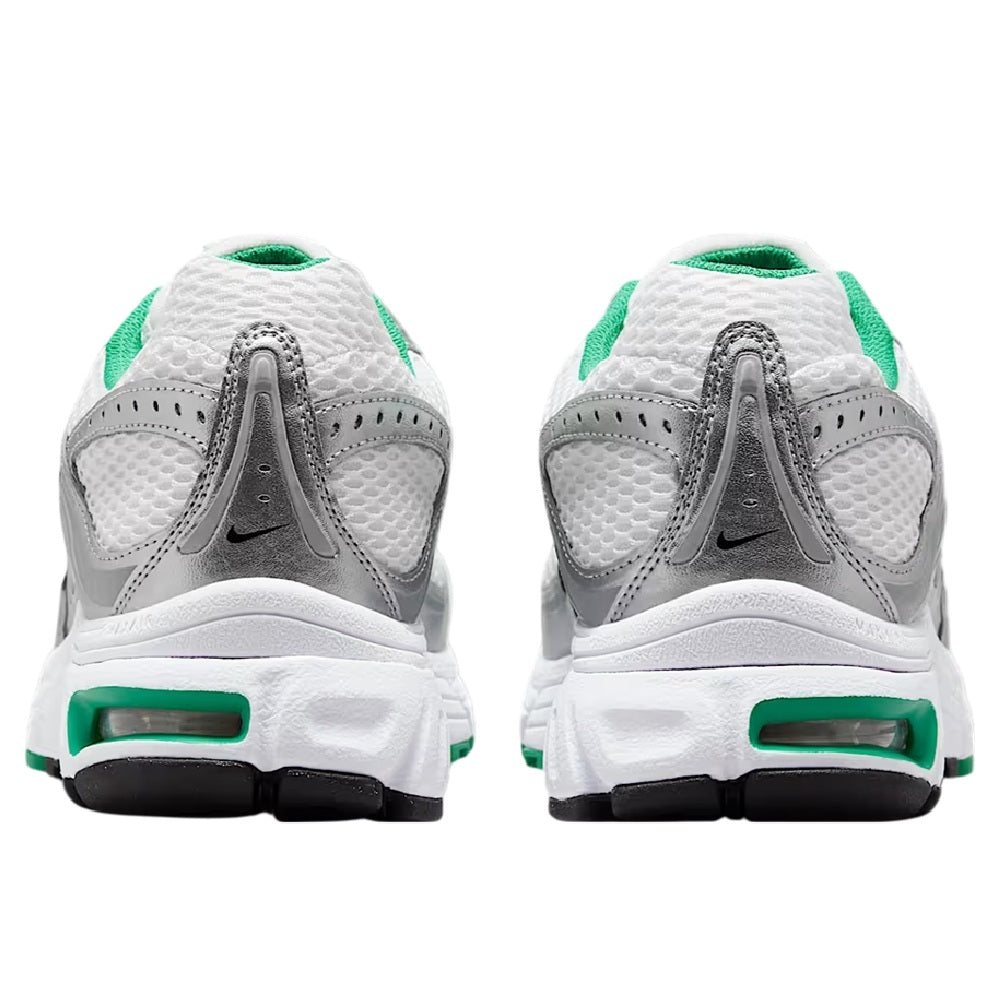 Nike Air Max Moto 2K sneakers, back view with green heel tabs and padded collar.