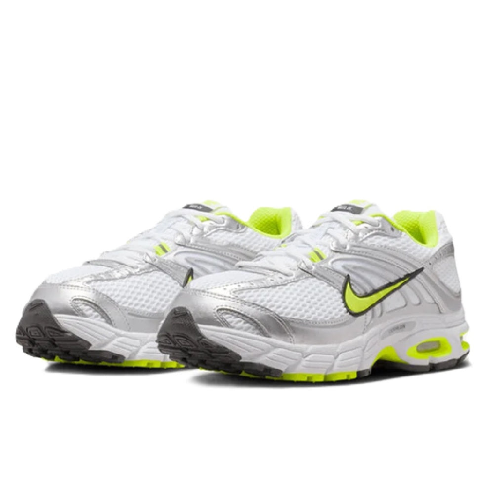 Women's Nike Air Max 2K sneakers, white mesh with lime green collar accents