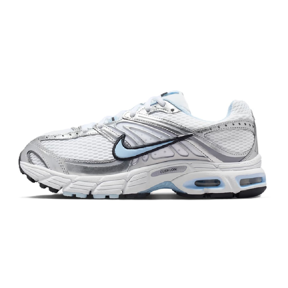 Nike Air Max Moto 2K sneakers, white with light-blue trim and black swoosh