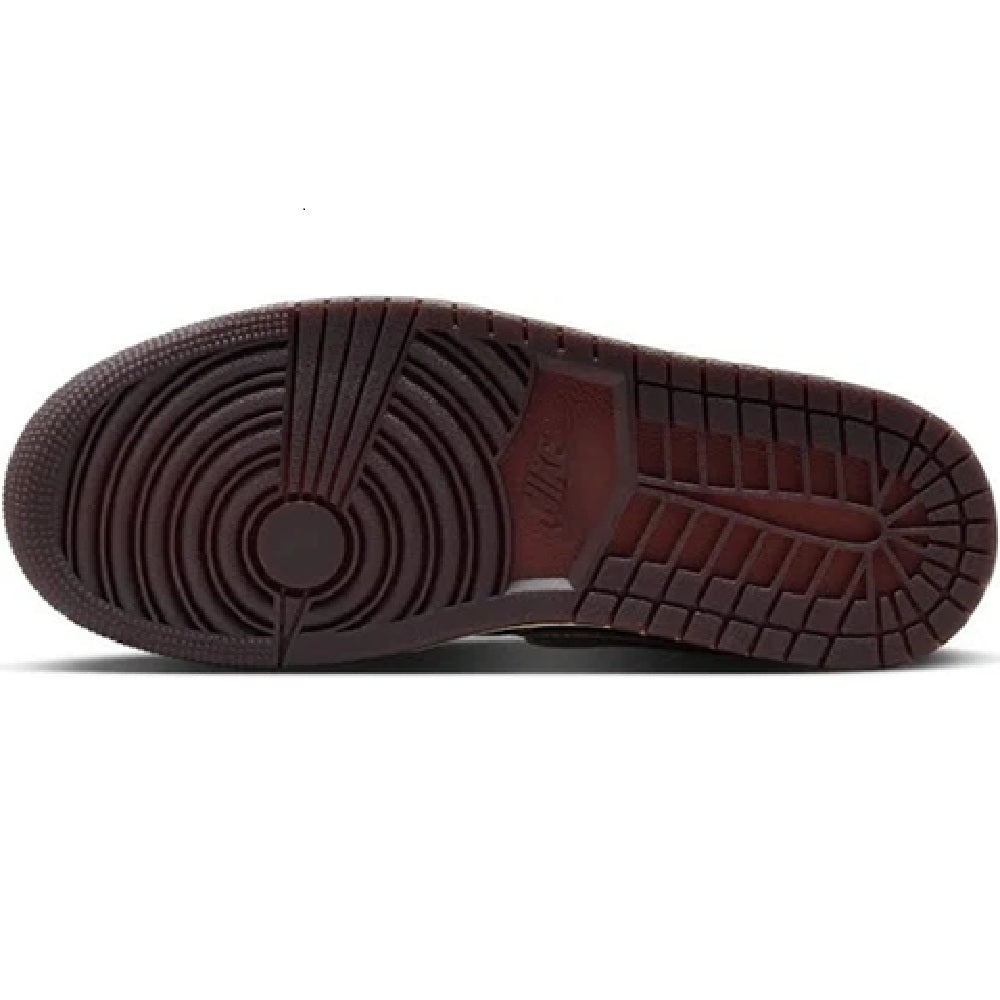 Women's low-top sneakers outsole, dark rubber tread with grid and circular patterns.
