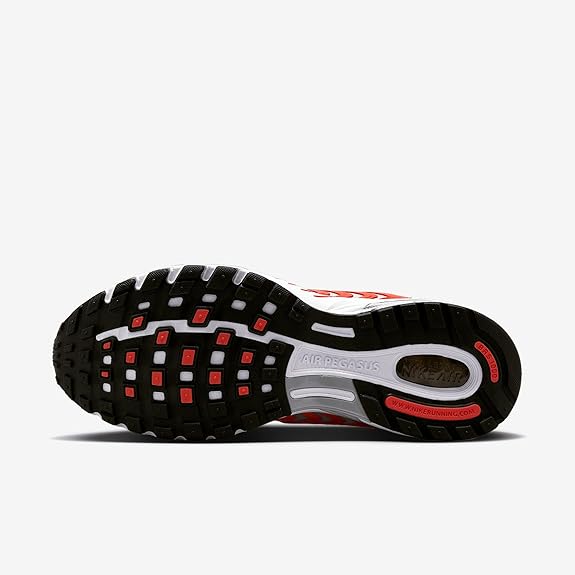 Men's Nike Air Pegasus 2005 shoe outsole, black traction tread with red accents.