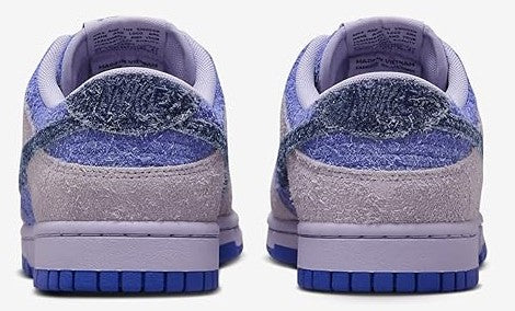 Women's low-top sneakers, back view, lavender and blue with cushioned heel collar