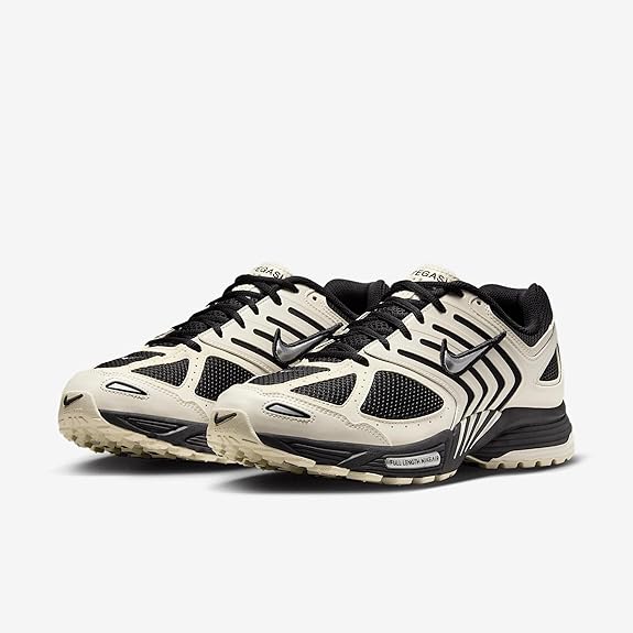 Men's Nike Air Pegasus 2005 sneakers, pale ivory uppers with black mesh toe and swoosh